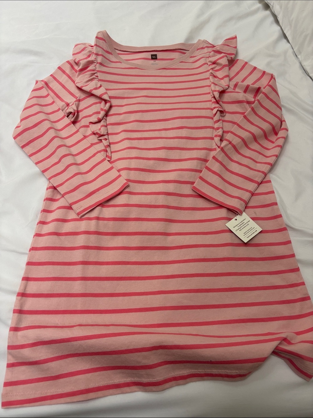 Pink Striped Ruffle Sleeve Dress NWT tea brand